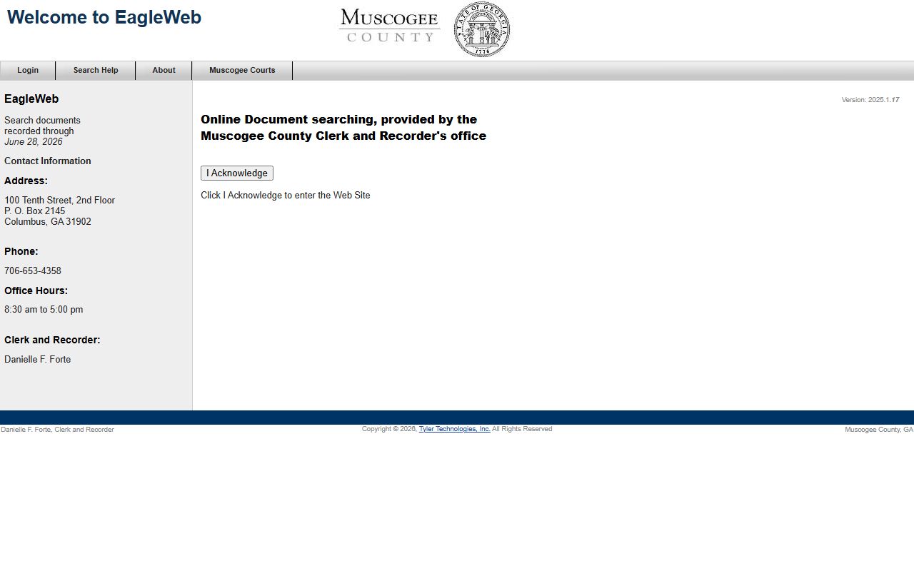 Muscogee County clerk records EagleWeb real estate search