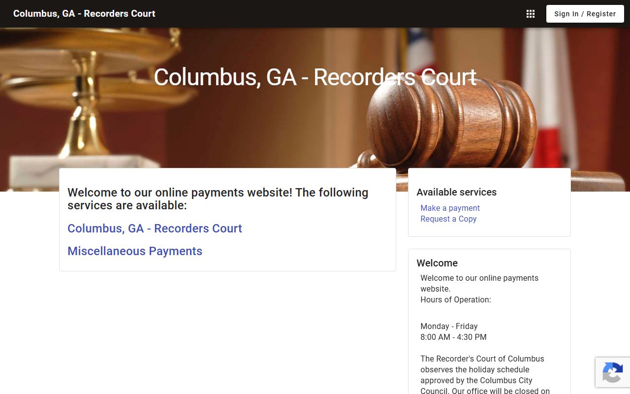 Muscogee County clerk records Recorder's Court payment portal