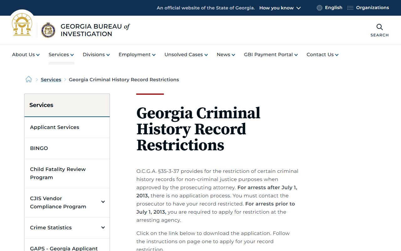 Muscogee County criminal court records GBI record restriction source
