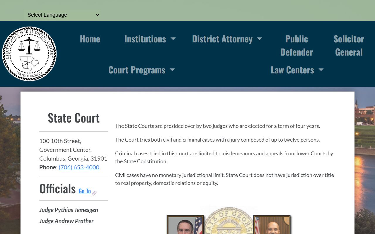 Muscogee County Superior Court records State Court page