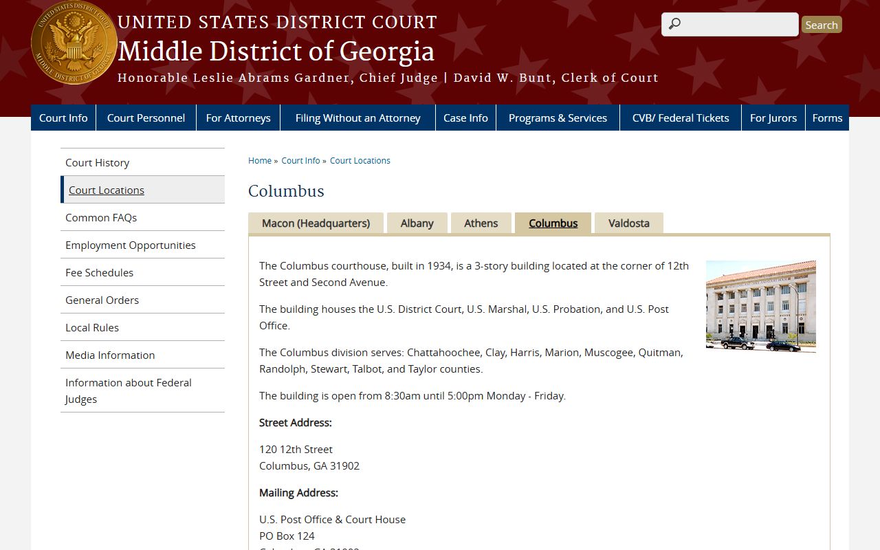 Muscogee County Superior Court records Middle District Columbus office page
